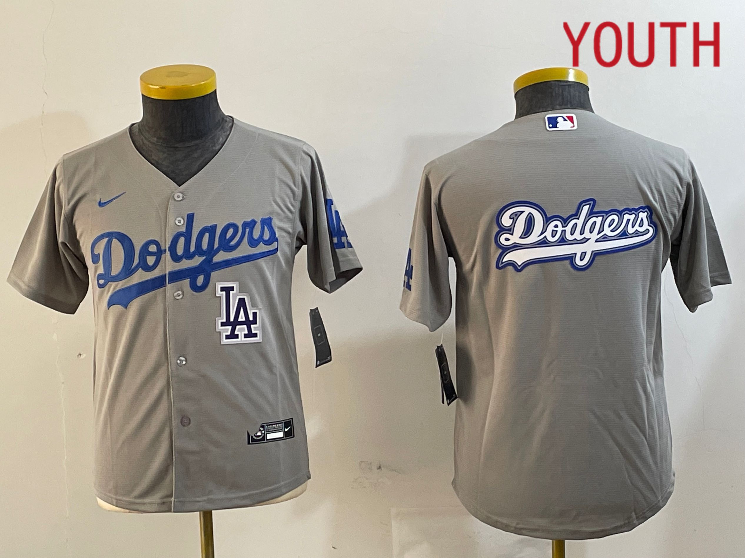 Youth Los Angeles Dodgers Blank Grey Game 2024 Nike MLB Jersey style 12165